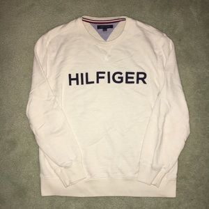 White Tommy Hilfiger Crewneck Pullover Sweatshirt